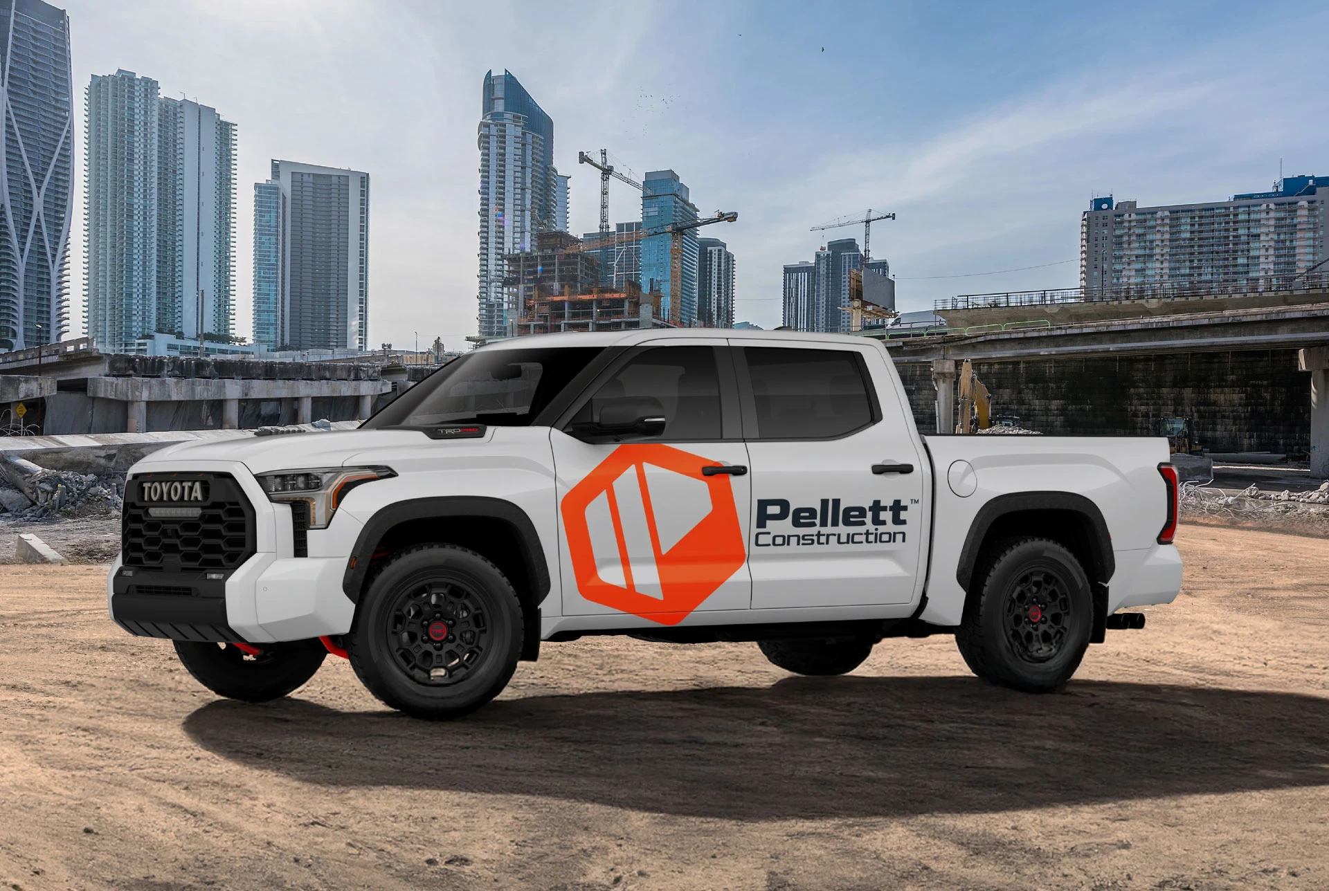 Pellett Construction truck parked at a job site