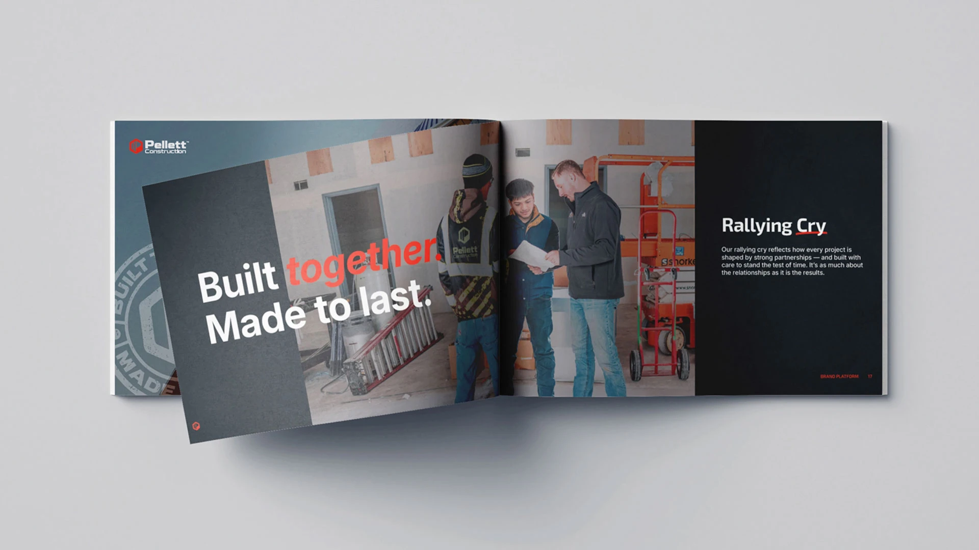Mockup of the Pellett Construction brand book