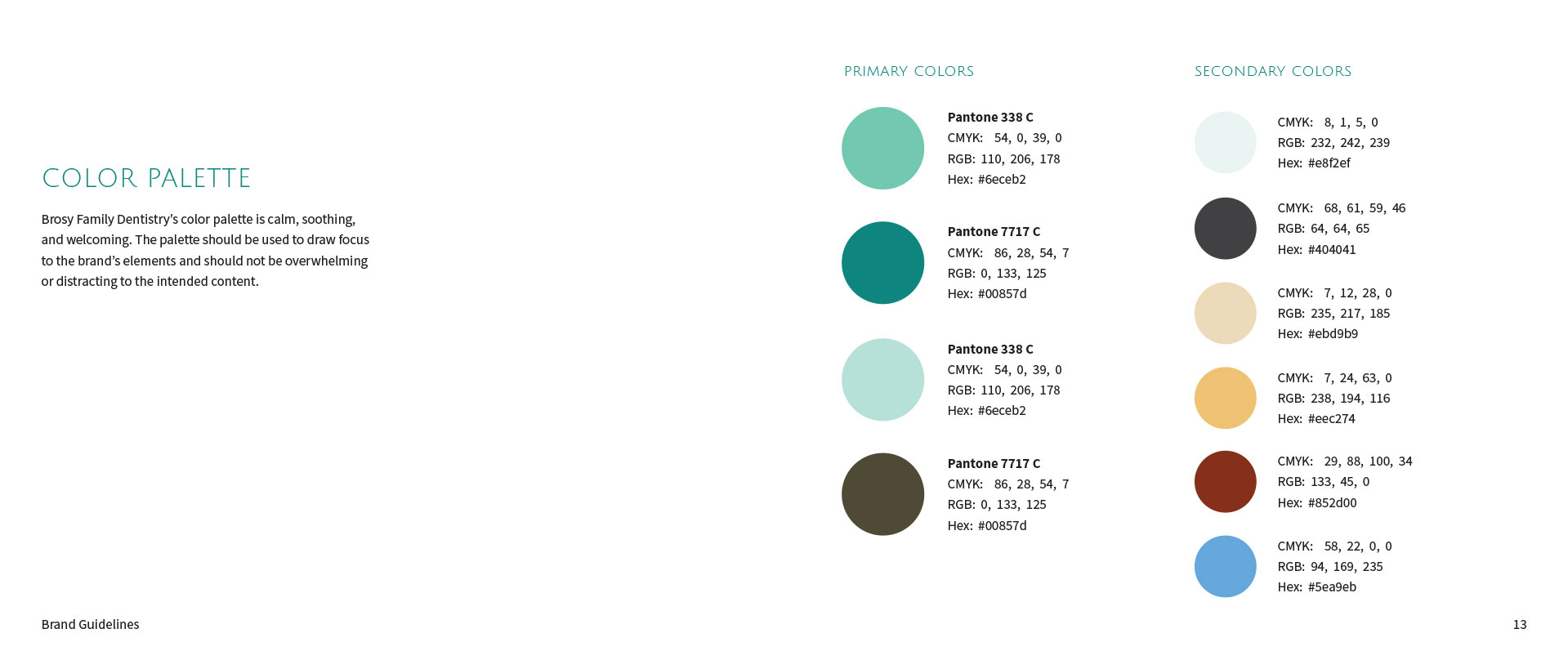 Brosy Brand Guidelines color swatches