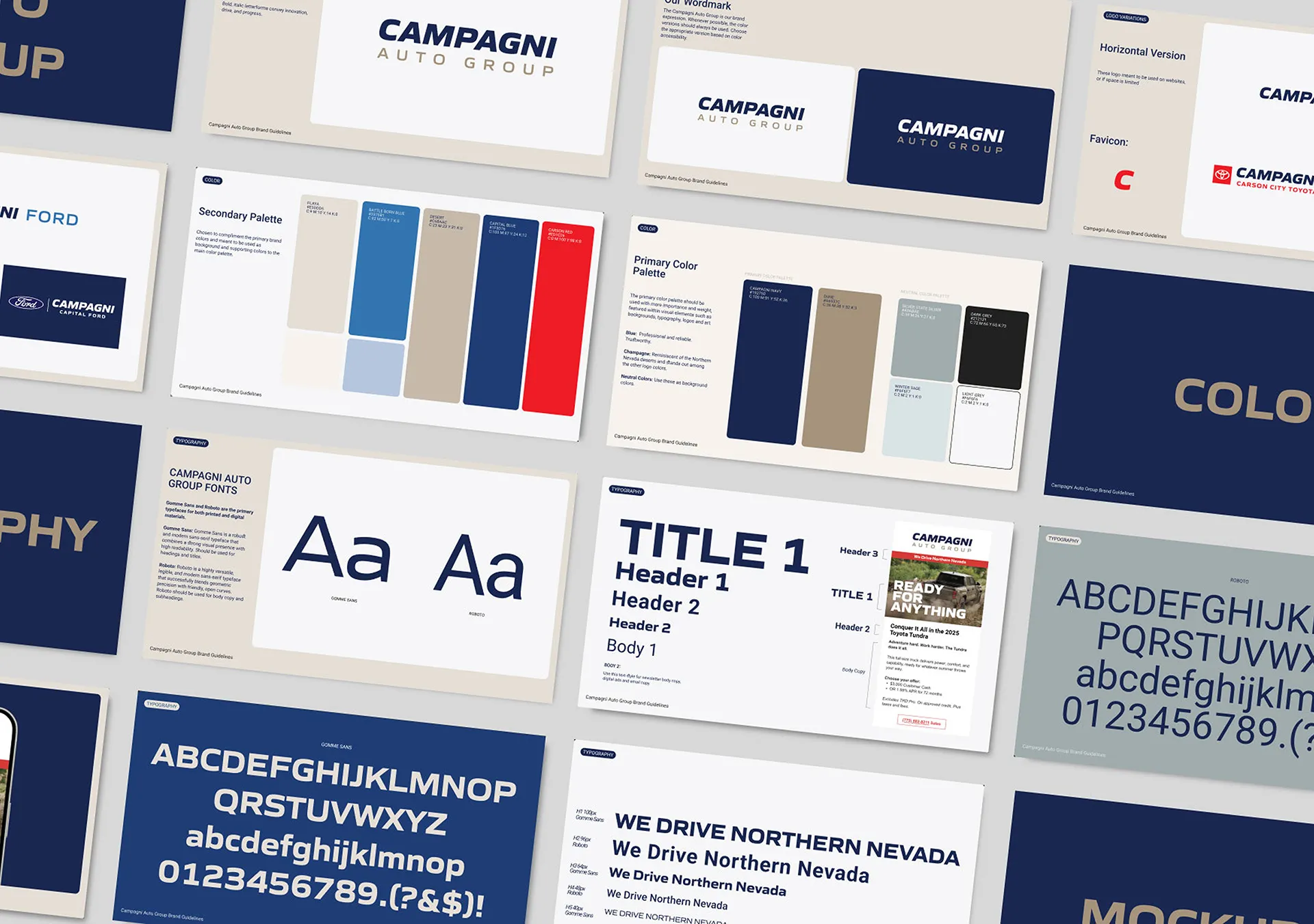 Grid layout of Campangi Auto Group's brand guidelines