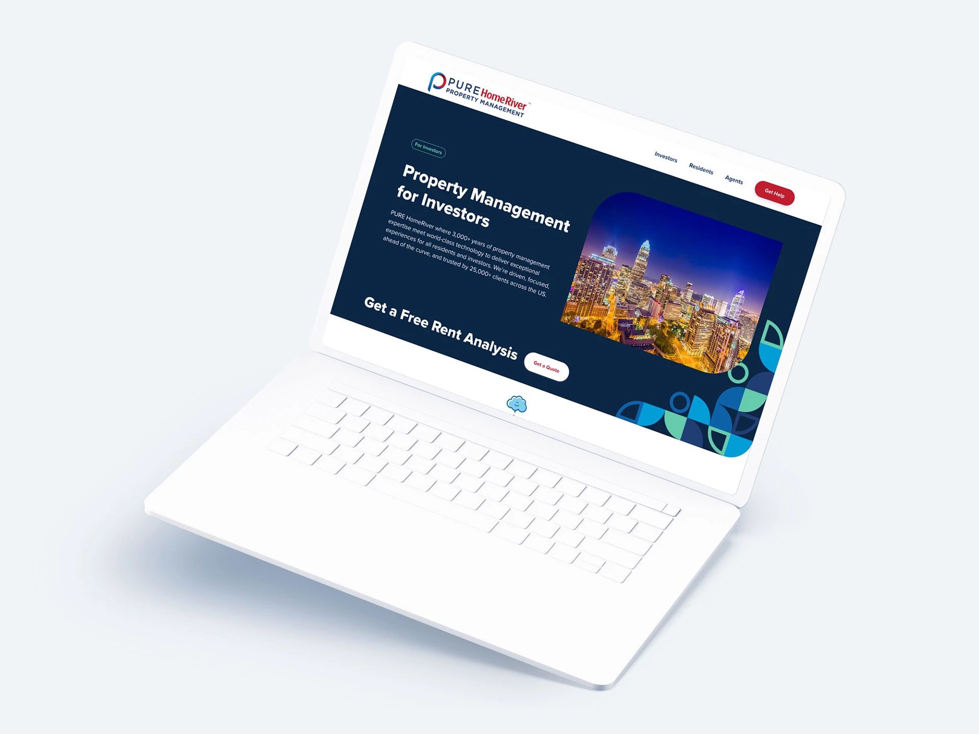 PURE Home River landing page mockup