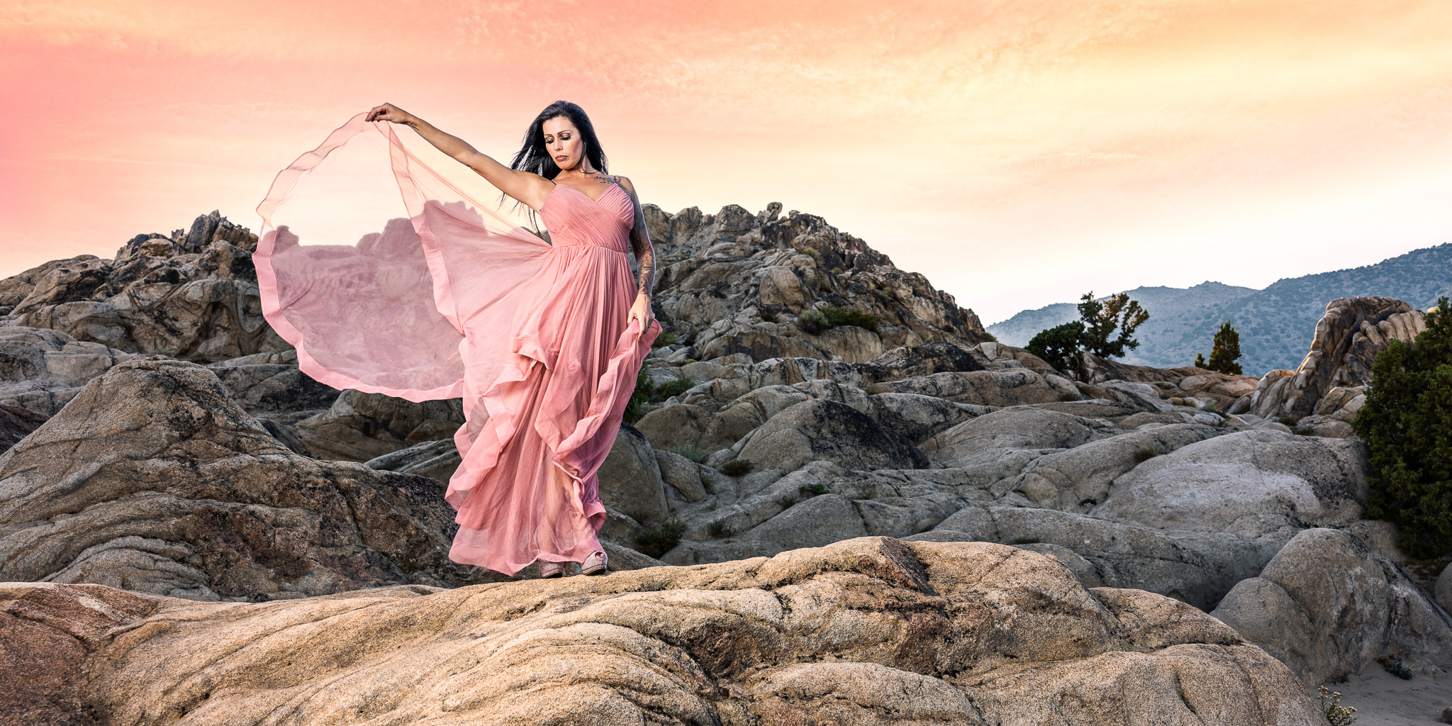 Commerical fashion photography of woman in desert